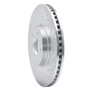 Hyundai Santa Fe Brake Rotor (1) - Front Right - R1 Concepts - Drilled & Slotted - Silver - `13-`20